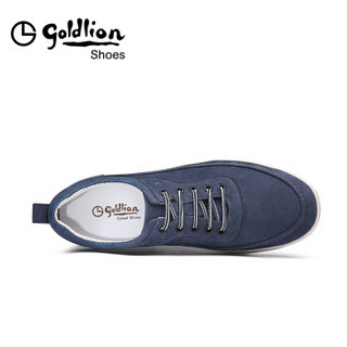 金利来（goldlion）男鞋透气舒适休闲鞋户外运动皮鞋920811020RQA 蓝色 44码