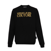 VERSACE JEANS COUTURE 范思哲 奢侈品 男士黑色棉质刺绣LOGO长袖卫衣 B7GUA714 36604 Y6A XXL码