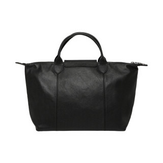 LONGCHAMP 珑骧 LE PLIAGE CUIR LGP系列 女士黑色皮质字母图案中号手提单肩包 1515 755 001