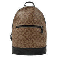 COACH 蔻驰 奢侈品 男士中号双肩包卡其棕配黑色PVC F78756 QBTN2