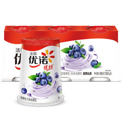 优诺（yoplait）优丝 蓝莓果粒风味发酵乳 135g*3  低温酸奶生鲜 *7件