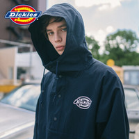 Dickies 印花连帽夹克 男式袖口螺纹半开襟套头薄外套 外套男 夹克男DK007013 海军蓝 L