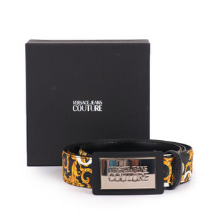 VERSACE JEANS COUTURE 范思哲 奢侈品 男士黑色皮革印花板扣皮带腰带礼盒 D8YUBF31 71171 M27 90cm