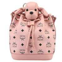 MCM 女士粉色人造革印logo带玩偶挂坠斜挎包 MYZ 8AXL46 PZ001