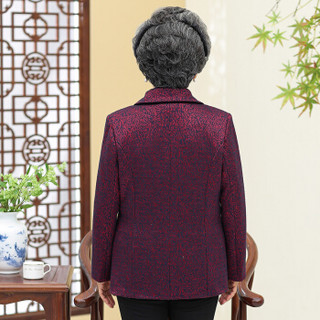 俞兆林 2020春季新款中老年人外套女妈妈装翻领开衫奶奶秋薄款婆婆服装YTWT197424酒红色3XL