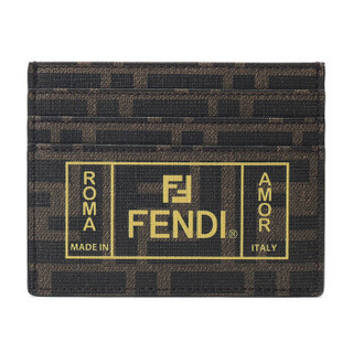 FENDI 芬迪 男士棕色黄色FF图案PU卡包卡夹 7M0164 A7SB F17HW