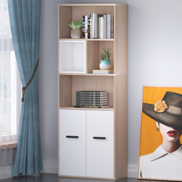 商品香可 书架书柜 双开门1.6米文件储物柜置物收纳柜子 胡桃色