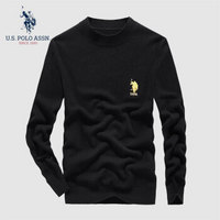 U.S.POLO ASSN. 羊毛衫男 2019秋季新品圆领套头纯色修身毛衣商务休闲简约长袖上衣男 6194115107 黑色 46