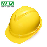 梅思安安全帽工地电力工程施工建筑领导监理加厚高强度PE劳保V型防砸国标头盔可印字 黄色 1顶