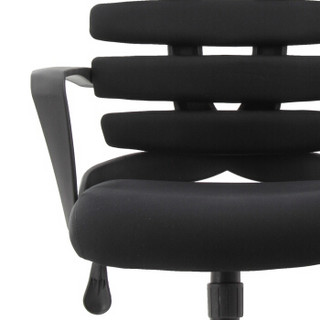 中伟电脑椅人体工学椅升降转椅护腰鱼骨椅转椅职员办公椅-黑色