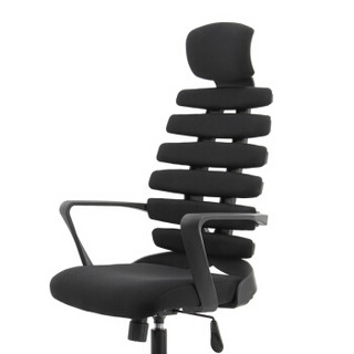 中伟电脑椅人体工学椅升降转椅护腰鱼骨椅转椅职员办公椅-黑色