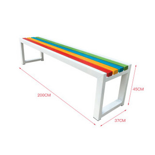 震迪  2米户外彩色长条椅 学校幼儿园浴室休息椅实木镀锌架长凳子小区公园椅长条凳子可定制 DA016