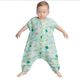 米乐鱼 婴儿儿童睡袋宝宝抱被短袖纱布防踢被分腿睡袋2层 南瓜派对120*60cm