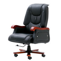 ZHONGWEI 中伟 老板椅总裁办公椅电脑椅经理转椅牛皮可躺-黑色