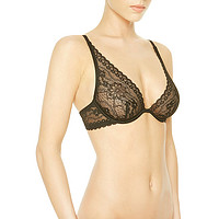 LA PERLA ROSA系列 女士刺绣薄纱蕾丝V文胸 CF906438-FW19 黑色 75B