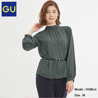 GU 极优 322809 女装蝴蝶结领结衬衫