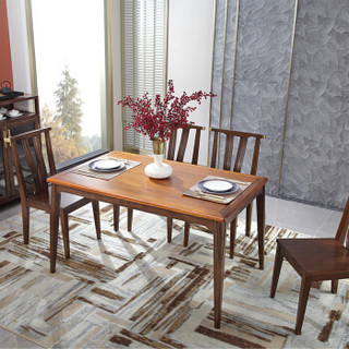 佳佰 餐桌实木餐桌餐厅实木餐桌一米三五 1.35米 进口乌金木餐厅家具新中式家具JDA70-13套色家具