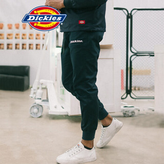 Dickies 字母刺绣慢跑裤 男式腰部可调节脚口螺纹长裤 工装慢跑裤 工装裤DK007068 黑色 28