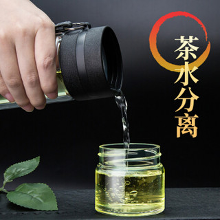 天喜(TIANXI)玻璃杯 茶水分离杯过滤办公泡茶水杯子商务男女便携花茶杯 不锈钢款本色380ml