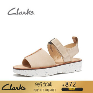 Clarks 其乐女鞋TrekMaya休闲圆头露趾凉鞋女平底鞋外穿 261398084【浅粉色】