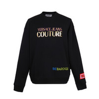 VERSACE JEANS COUTURE 范思哲 男士黑色混纺烫金LOGO长袖卫衣 B7GUB7M7 30286 899 XXL码