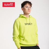 班尼路（Baleno）卫衣男 2019秋季新款卫衣男连帽刺绣印花弹力潮流外套 66Y 荧光黄 M