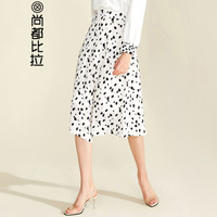 尚都比拉（Sentubila）豹纹印花不规则半身裙2019新品复古百搭 191Q0323740 杏底黑花 S