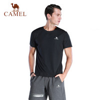 骆驼(CAMEL) 运动T恤男女休闲圆领上衣运动吸湿短袖速干衣 C8S222337 男款黑色 XXL