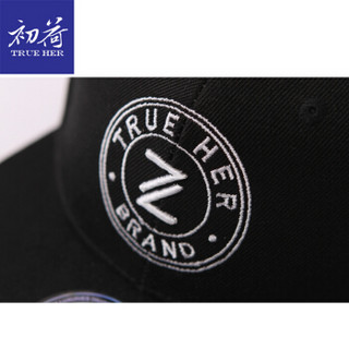 初荷 TRUE HER 男女嘻哈帽韩版潮帽子鸭舌帽户外运动帽子时尚情侣遮阳帽 黑色