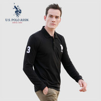 U.S. POLO ASSN. POLO衫男 2019秋季新品商务休闲体恤男装翻领韩版套头打底衫上衣 ATXMQ-39011 黑色 S