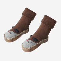 馨颂婴儿地板袜春秋软厚底防滑鞋袜新生儿宝宝学步袜子 咖色 S (0-6个月)