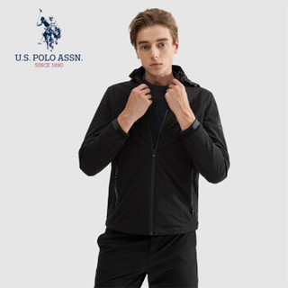 U.S.POLO ASSN. 夹克男 2019秋季新品商务修身可脱卸帽外套时尚百搭上衣 6194109129 黑色 4XL