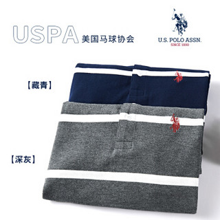 U.S.POLO ASSN. POLO衫 2019秋季新品商务休闲T恤男条纹简约宽松百搭长袖上衣Polo衫 6193105083 深灰 56