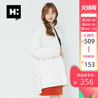 H:CONNECT秋冬季新款女式装加厚中长羽绒服外套 M 022
