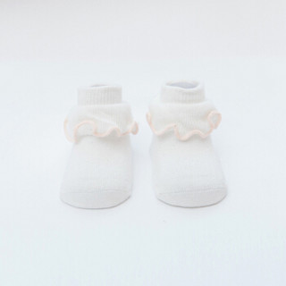 馨颂婴儿袜子两双装宝宝木耳花边精梳棉袜女童袜子套装  紫色+白色 16-18(M)（1-3岁)