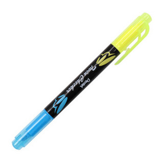 Pentel 派通 日本派通（Pentel）双头双色荧光笔学生标划重点醒目记号笔SLW8 蓝色 3.0mm