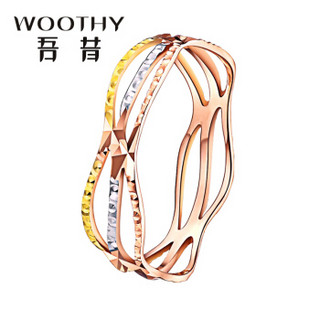 吾昔 WOOTHY 18K金戒指 时尚简约百搭镂空彩金玫瑰金戒指韩版女戒指 送女友送老婆 玫瑰色