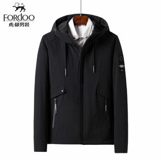 虎都（FORDOO）夹克男 2019春秋季新品韩版修身外套男士连帽上衣商务休闲服男装 305B-1333-P51 灰色 4XL