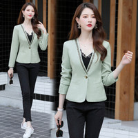 丽乔 2020春季女装小西装女外套韩版时尚薄款修身上衣休闲 GZZYJHA013 绿色 M