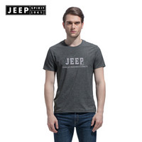 吉普男装JEEPSPIRIT  短袖t恤男 棉质运动休闲半袖舒适圆领半袖打底小衫0270 黑色 XXL