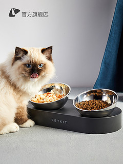 小佩可调节猫碗猫咪双碗自动饮水不锈钢猫碗双碗狗喂食碗狗猫食盆