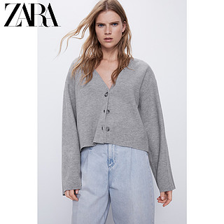 ZARA 女士V领纯色针织衫 05039414803-28 灰色 S