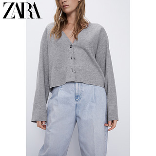 ZARA 女士V领纯色针织衫 05039414803-28 灰色 S