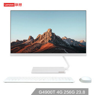 联想(Lenovo)AIO逸 微边框高色域一体机台式电脑23.8英寸(G4900T 4G 256G SSD无线键鼠）白