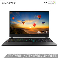 技嘉GIGABYTE NewAERO 15-NA15.6英寸创意设计轻薄游戏本(i7-9750H GeForce GTX1650 8G 512GB 4K OLED)RP75