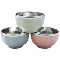 旗丰304不锈钢双层儿童防烫碗125cm