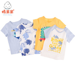棉果果童装男童t恤儿童短袖纯棉T恤夏季女宝宝打底衫上衣 湖蓝色螃蟹 130