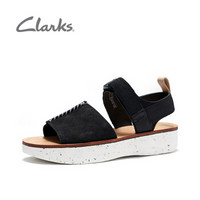 Clarks 其乐女鞋TrekMaya休闲圆头露趾凉鞋女平底鞋外穿 261398074【黑色】