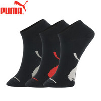 PUMA彪马袜子男士休闲运动船袜3双装 黑色组合 均码