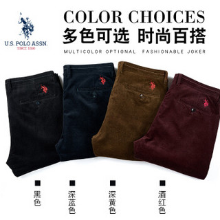 U.S. POLO ASSN. 休闲裤男 2019秋季新品纯色商务休闲免烫弹力抗皱棉质男士直筒长裤 6193122147 黑色 34